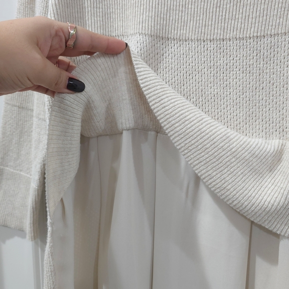 STYLUS Cream Knit Lightweight Sweater Tunic, High-Low Hem, Cotton Modal Blend - Picture 12 of 16